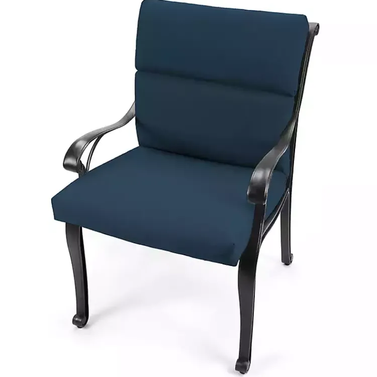 Outdoor Cushions & Pillows-Kirklands Home Indigo Canvas French Edge Outdoor Chair Cushion Blue