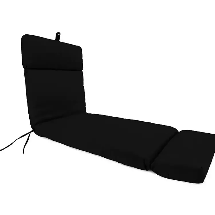 Outdoor Cushions & Pillows-Kirklands Home Canvas French Edge Outdoor Chaise Cushion Black
