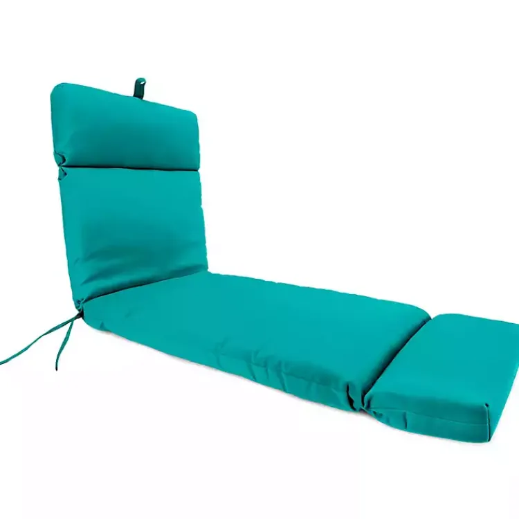Outdoor Cushions & Pillows-Kirklands Home Turquoise Canvas French Edge Chaise Cushion Blue