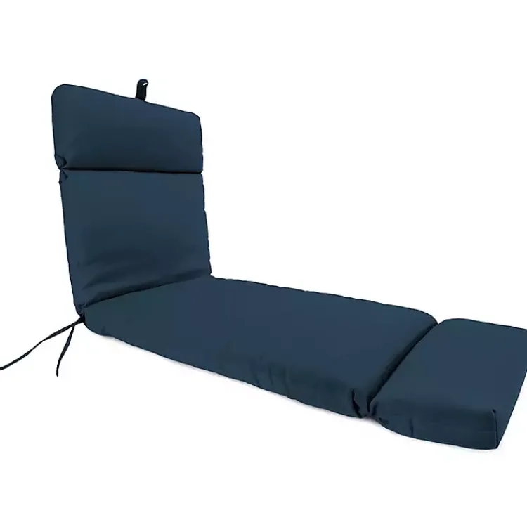 Outdoor Cushions & Pillows-Kirklands Home Indigo Canvas French Edge Outdoor Chaise Cushion Blue