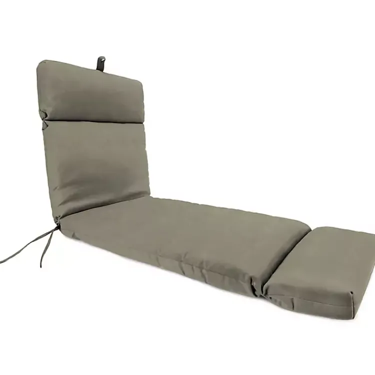Outdoor Cushions & Pillows-Kirklands Home Taupe Canvas French Edge Outdoor Chaise Cushion Tan