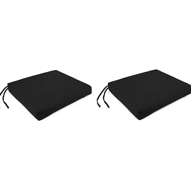 Outdoor Cushions & Pillows-Kirklands Home French Edge Outdoor Chair Cushions, Set of 2 Black