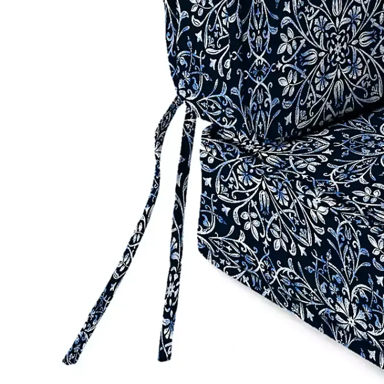 Outdoor Cushions & Pillows-Kirklands Home Navy Medallion Outdoor Deep Seat Cushion Blue