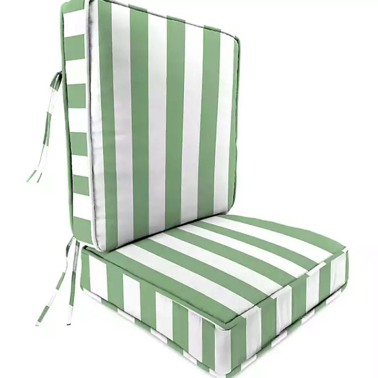 Outdoor Cushions & Pillows-Kirklands Home Green Striped Outdoor Deep Seat Cushion