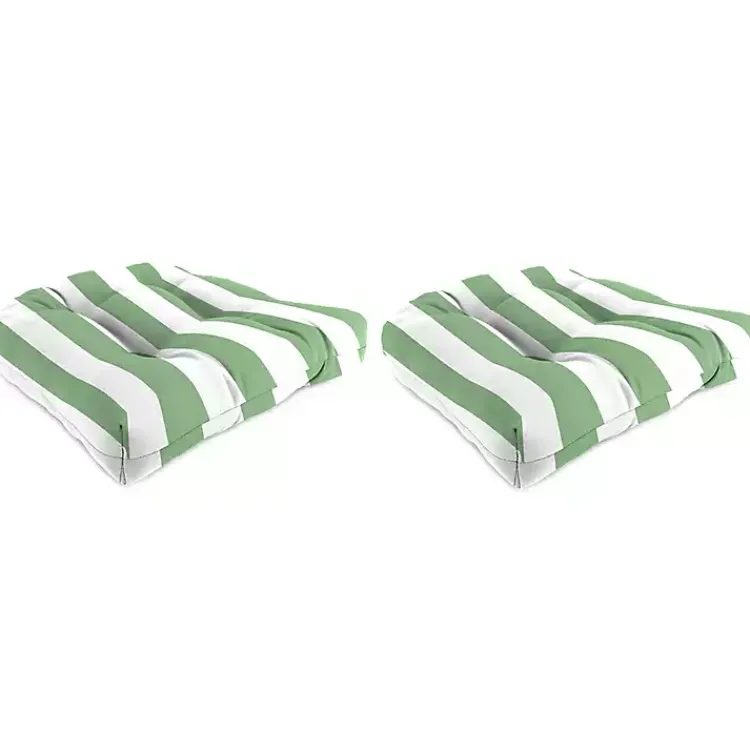 Outdoor Cushions & Pillows-Kirklands Home Stripes Outdoor Chair Cushions, Set of 2 Green