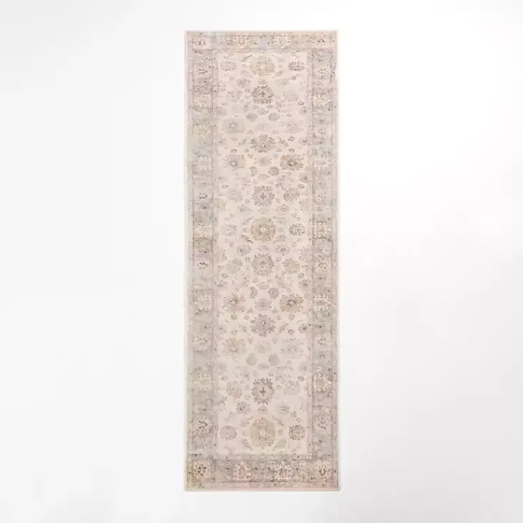Area Rugs-Kirklands Home Kira Traditional Washable Runner, 2x7 Ivory