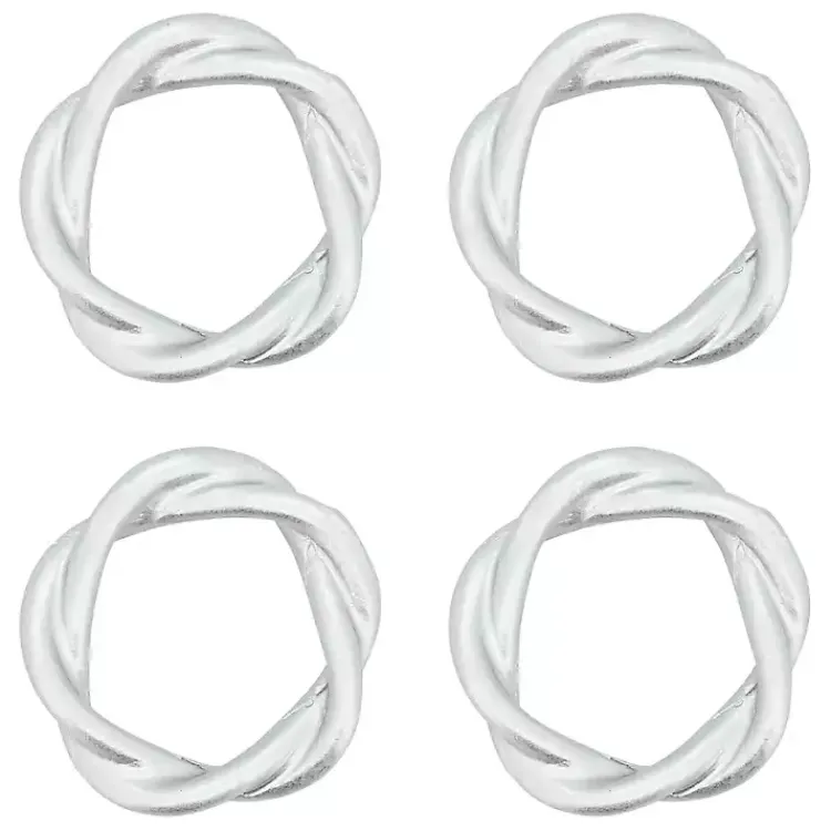 Table Linens-Kirklands Home Resin Twisted Napkin Rings, Set of 4 Silver