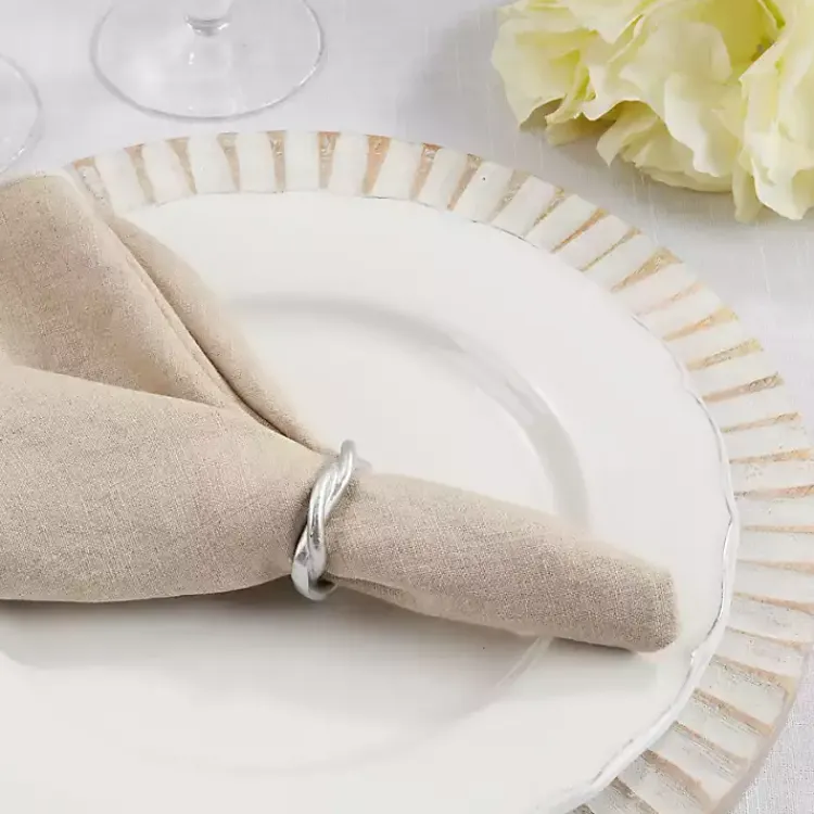 Table Linens-Kirklands Home Resin Twisted Napkin Rings, Set of 4 Silver