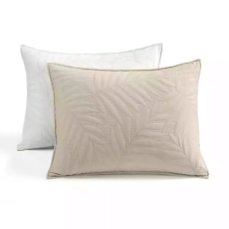 Quilts-Kirklands Home Neutral Leaf Reversible 3-pc. Full/Queen Quilt Set