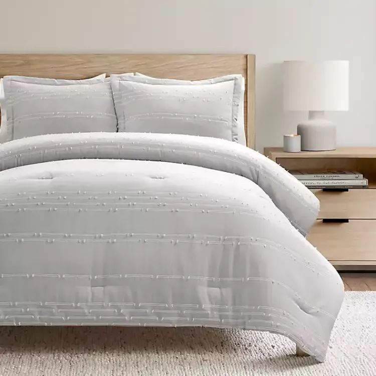 Comforters-Kirklands Home Clipped Stripe 3-pc. Full/Queen Comforter Set Gray