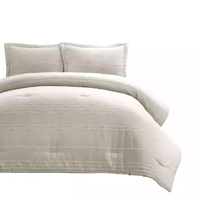 Comforters-Kirklands Home Clipped Stripe 3-pc. Full/Queen Comforter Set Tan