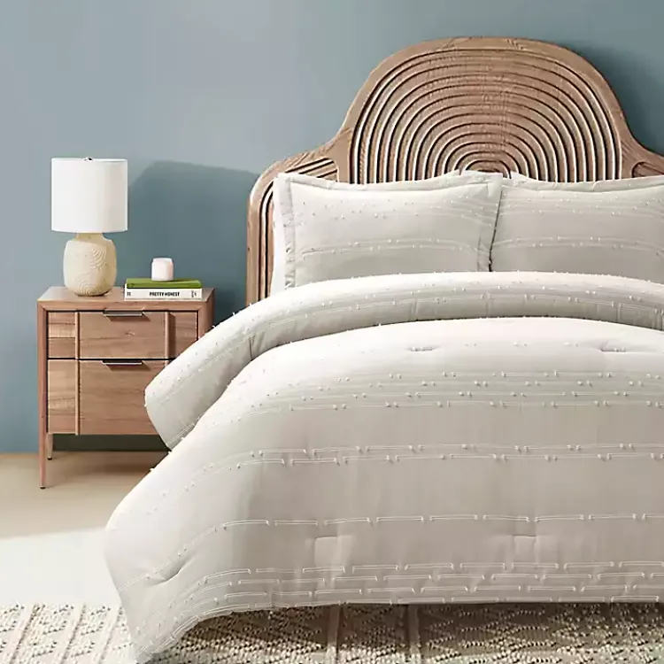 Comforters-Kirklands Home Clipped Stripe 3-pc. Cali King Comforter Set Tan