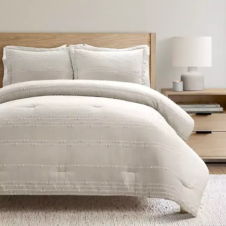 Comforters-Kirklands Home Clipped Stripe 3-pc. Cali King Comforter Set Tan