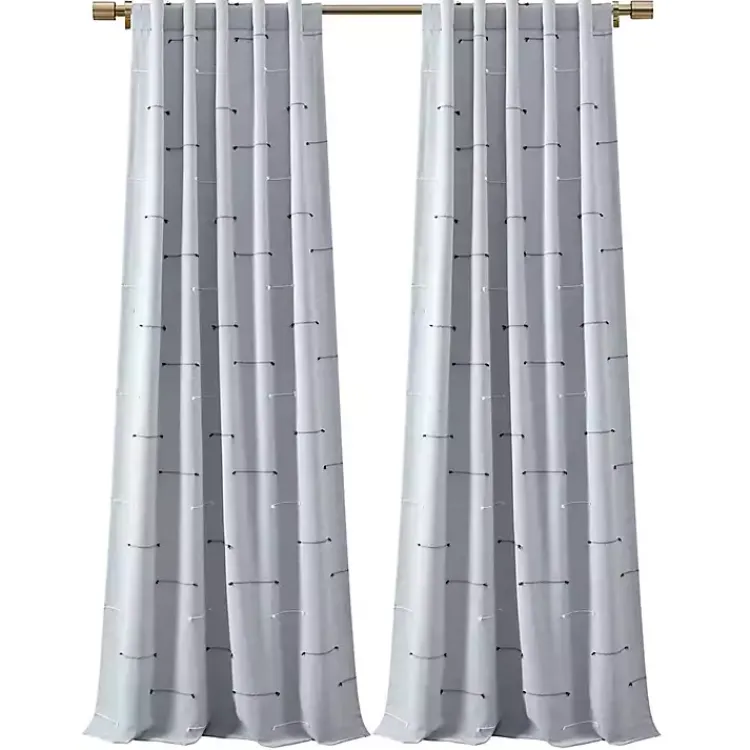 Curtains & Drapes-Kirklands Home Clipped Stripe Curtain Panel Set, 84 in. Blue