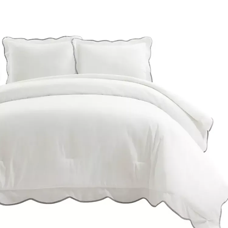 Comforters-Kirklands Home Gray Scalloped Edge 3-pc. King Comforter Set