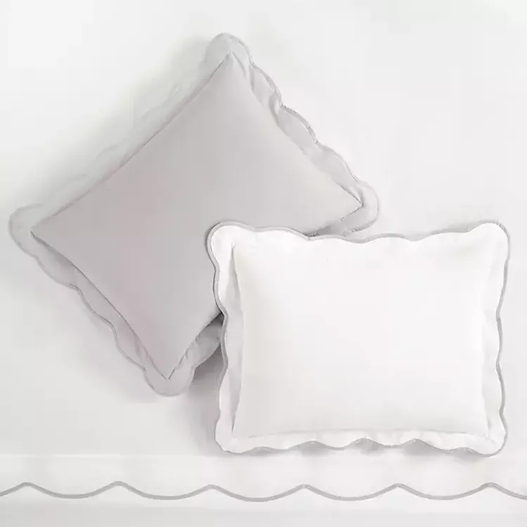 Duvets-Kirklands Home Gray Scallop Edge 3-pc. King Duvet Cover Set