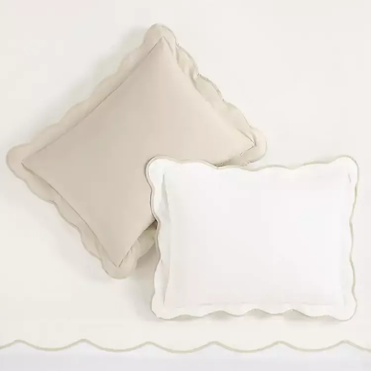 Duvets-Kirklands Home Tan Scallop Edge 3-pc. Full/Queen Duvet Cover Set