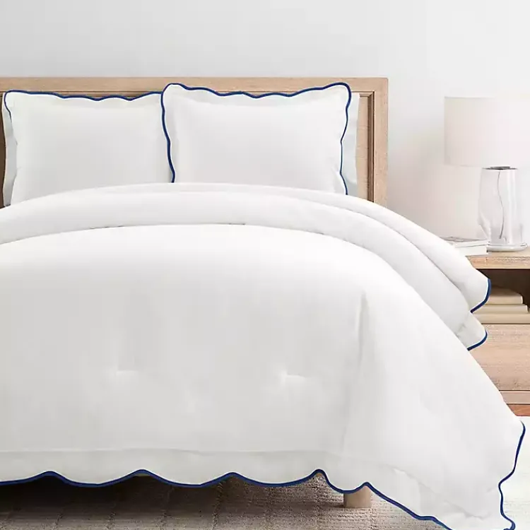 Comforters-Kirklands Home Navy Scalloped Edge 3-pc. Full/Queen Comforter Set