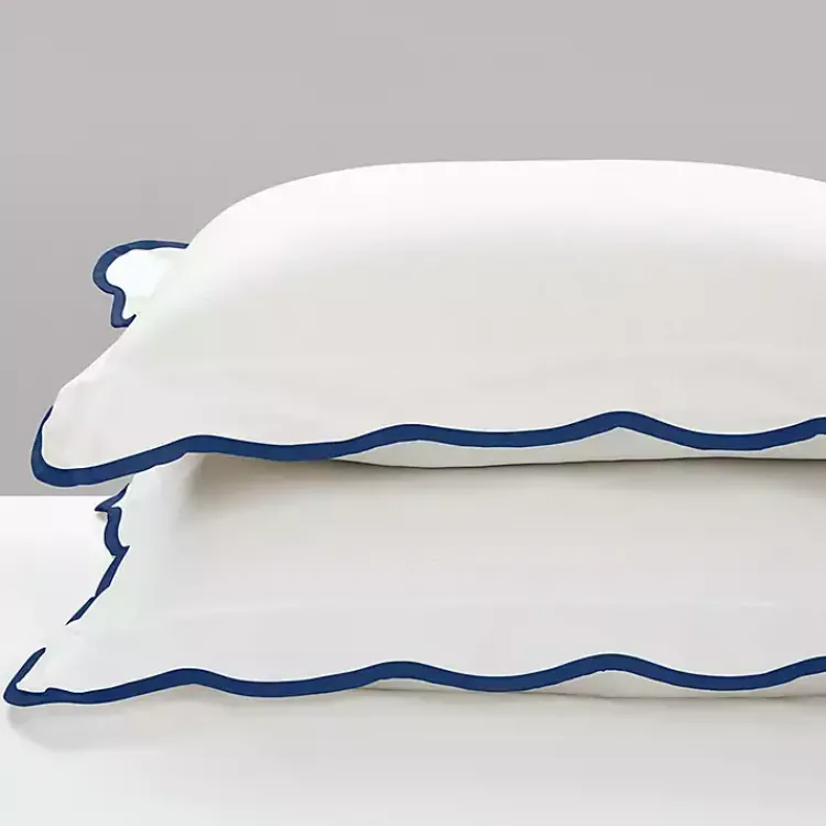 Comforters-Kirklands Home Navy Scalloped Edge 3-pc. Full/Queen Comforter Set