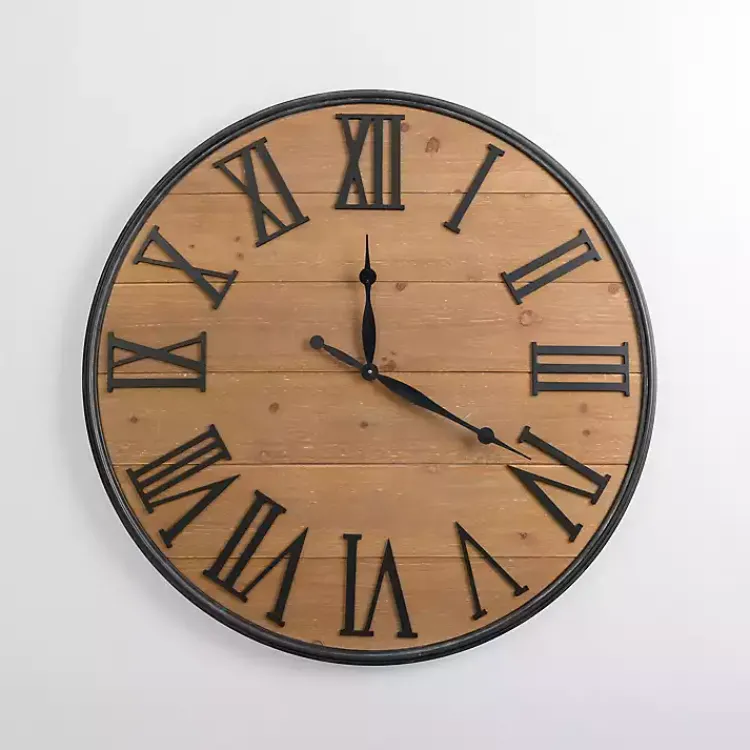 Clocks-Kirklands Home Boone Wood Plank Wall Clock