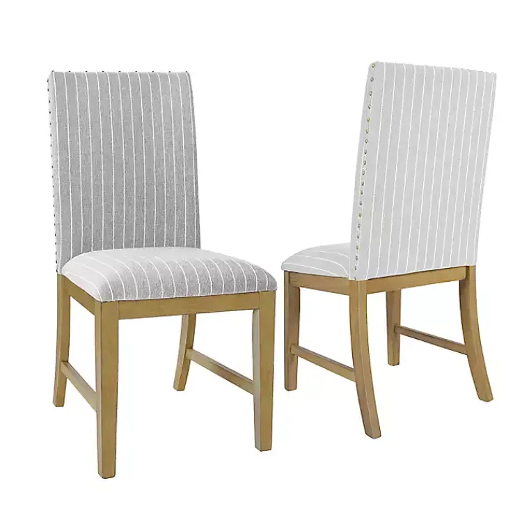 Dining Chairs-Kirklands Home Stripes Nailhead Dining Chairs, Set of 2 Gray