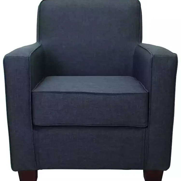 Accent Chairs-Kirklands Home Navy Johnston Upholstered Accent Chair Blue
