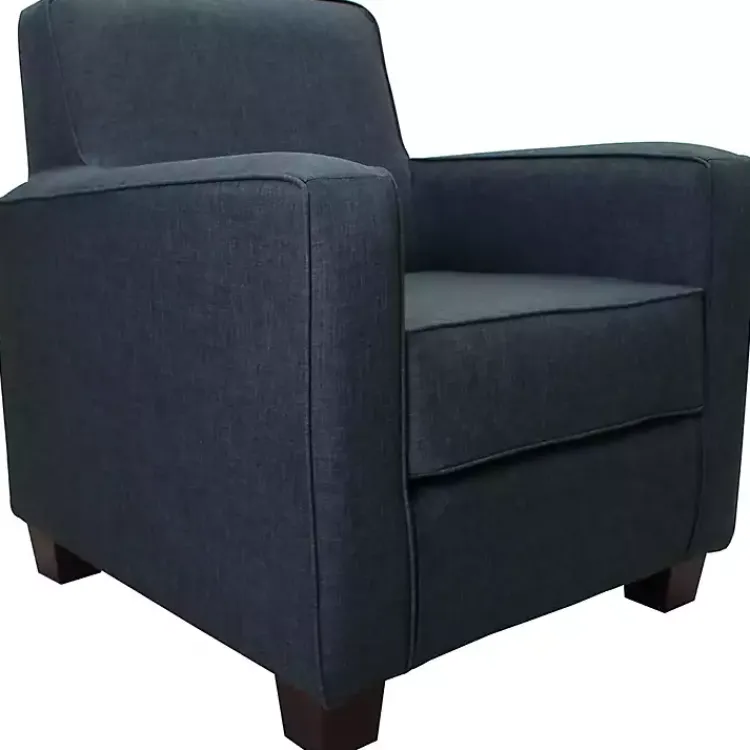 Accent Chairs-Kirklands Home Navy Johnston Upholstered Accent Chair Blue
