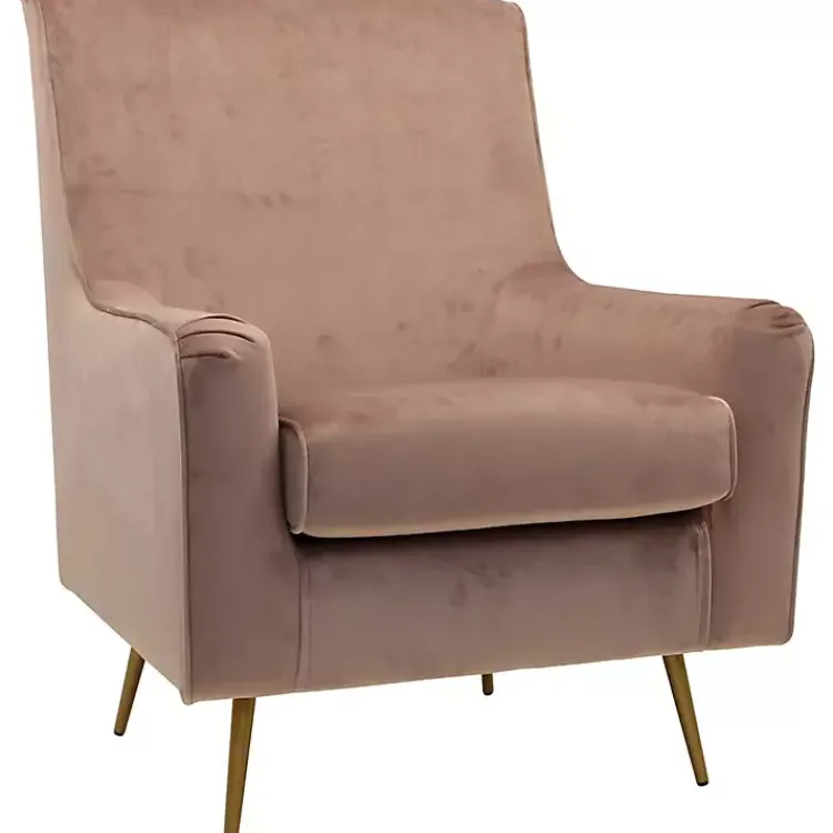 Accent Chairs-Kirklands Home Rose Velvet Lana Accent Chair Pink