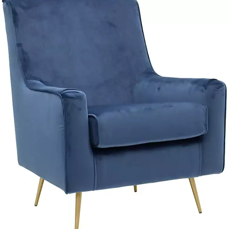 Accent Chairs-Kirklands Home Parisian Velvet Lana Accent Chair Blue