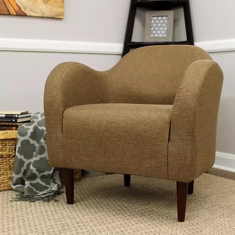 Accent Chairs-Kirklands Home Pecan Julian Upholstered Accent Chair Brown