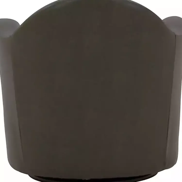 Accent Chairs-Kirklands Home Max Charcoal Faux Leather Swivel Club Accent Chair Gray
