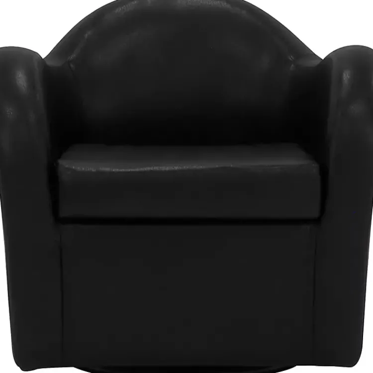 Accent Chairs-Kirklands Home Max Faux Leather Swivel Club Accent Chair Black