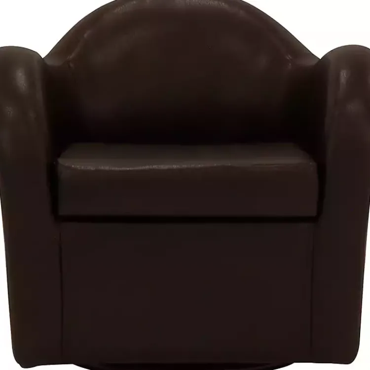 Accent Chairs-Kirklands Home Max Faux Leather Swivel Club Accent Chair Brown