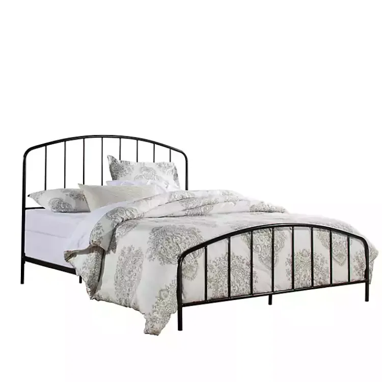 Beds & Headboards-Kirklands Home Satin Metal Spindle Queen Headboard Set Black
