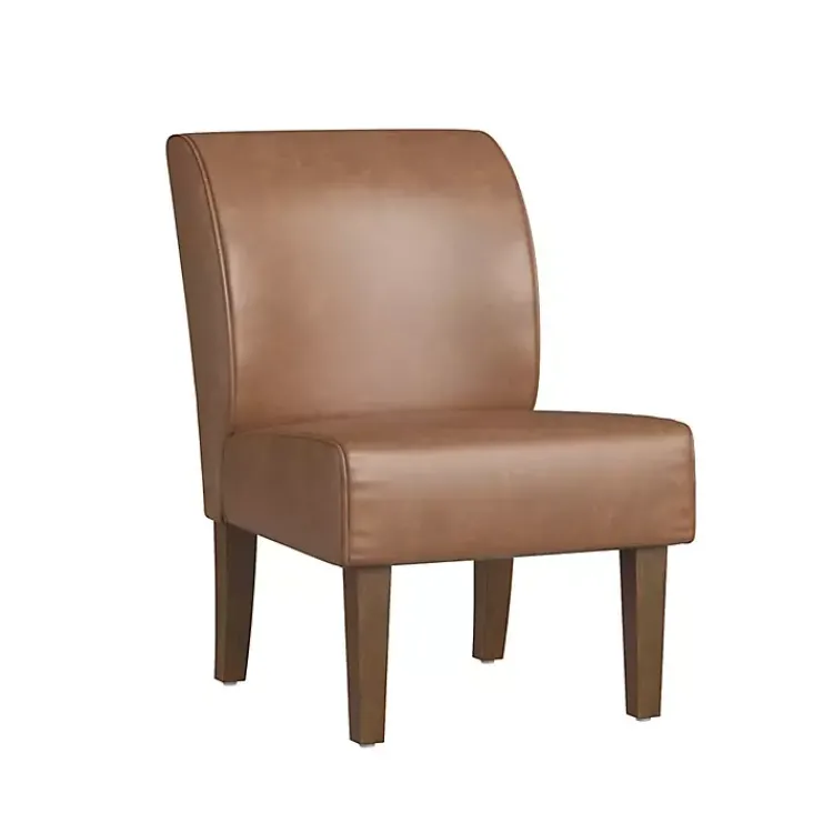 Accent Chairs-Kirklands Home Saddle Faux Leather Accent Chair Brown
