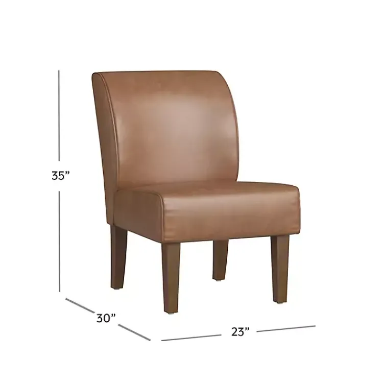 Accent Chairs-Kirklands Home Saddle Faux Leather Accent Chair Brown