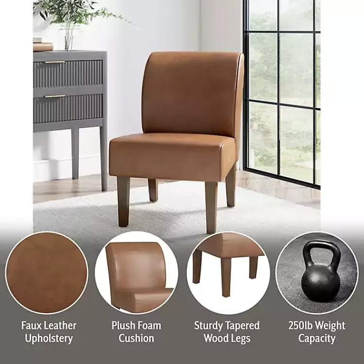 Accent Chairs-Kirklands Home Saddle Faux Leather Accent Chair Brown