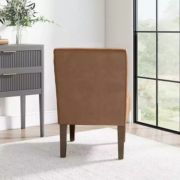 Accent Chairs-Kirklands Home Saddle Faux Leather Accent Chair Brown