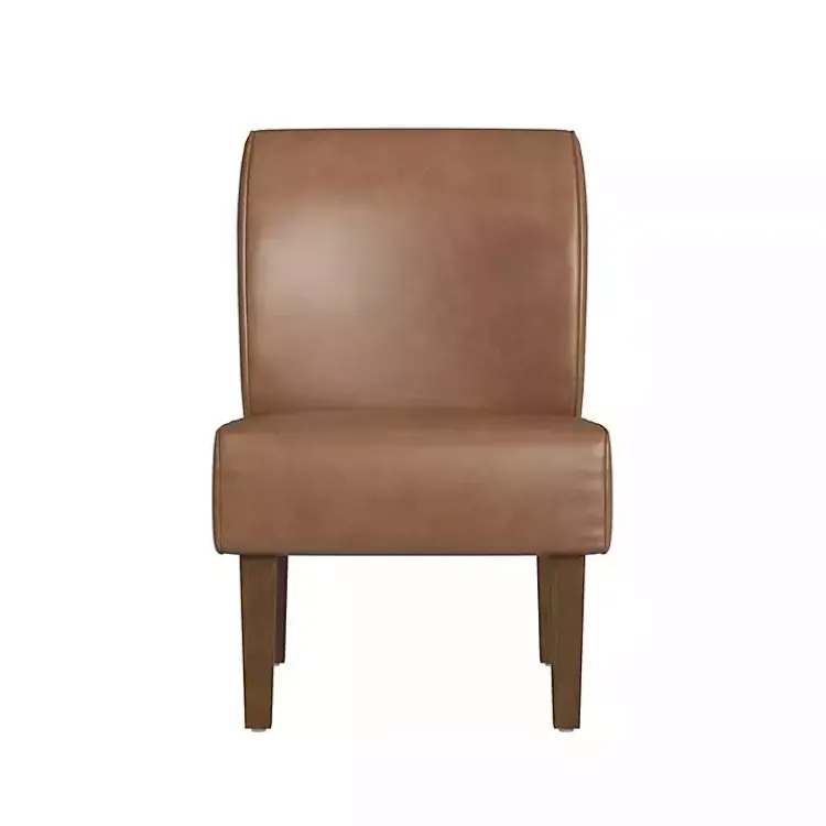 Accent Chairs-Kirklands Home Saddle Faux Leather Accent Chair Brown