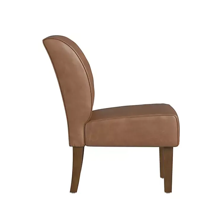Accent Chairs-Kirklands Home Saddle Faux Leather Accent Chair Brown