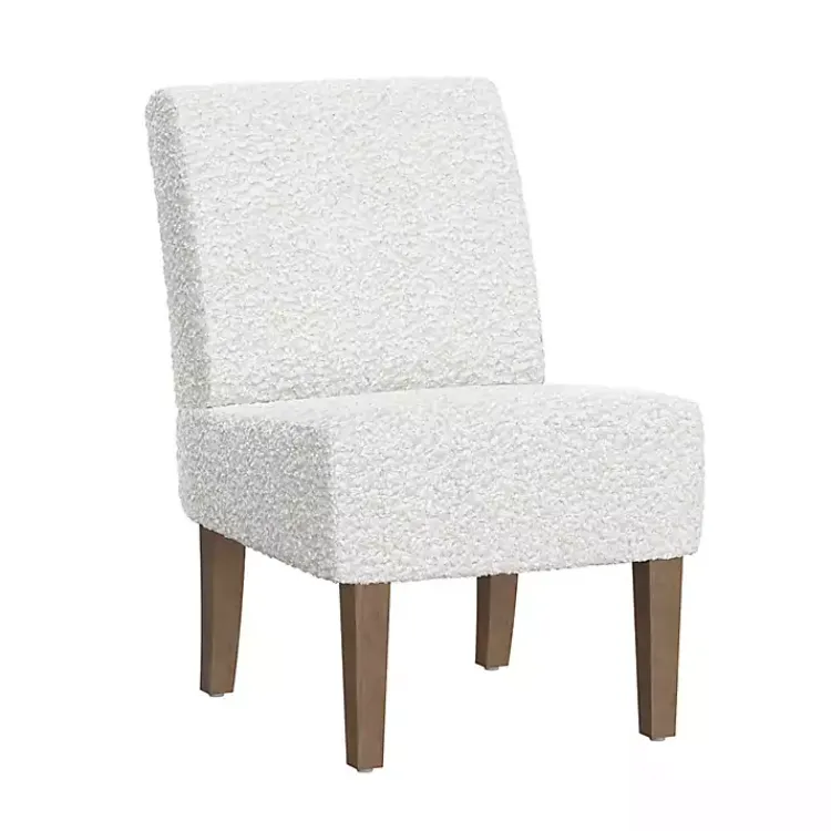 Accent Chairs-Kirklands Home Boucle Slipper Accent Chair White