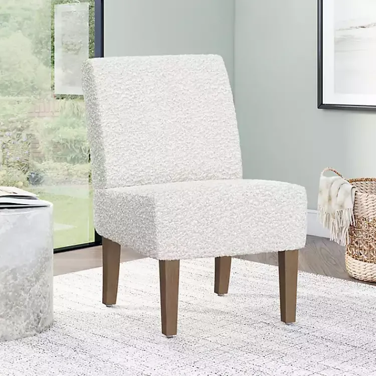 Accent Chairs-Kirklands Home Boucle Slipper Accent Chair White
