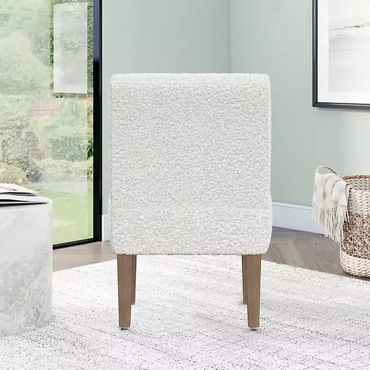 Accent Chairs-Kirklands Home Boucle Slipper Accent Chair White