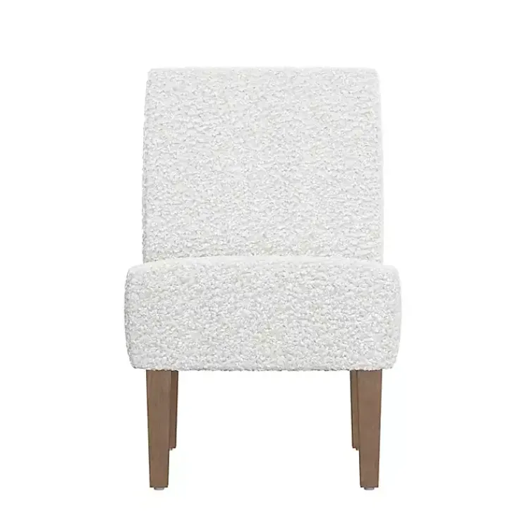 Accent Chairs-Kirklands Home Boucle Slipper Accent Chair White