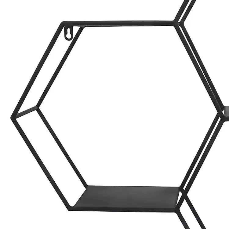 Shelves-Kirklands Home Black Metal Hexagon Wall Shelf