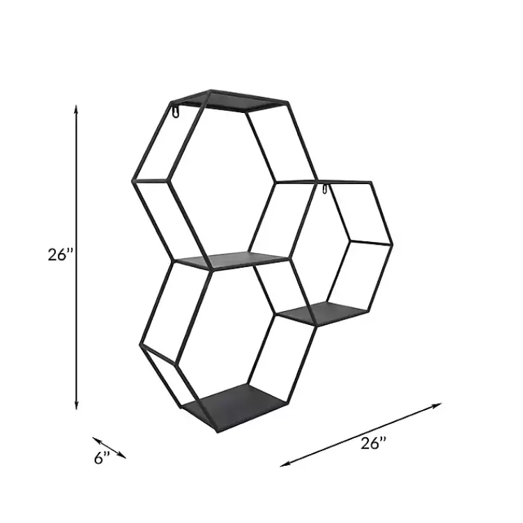 Shelves-Kirklands Home Black Metal Hexagon Wall Shelf