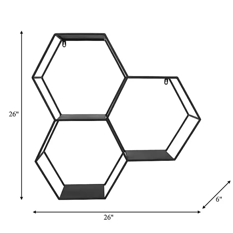 Shelves-Kirklands Home Black Metal Hexagon Wall Shelf