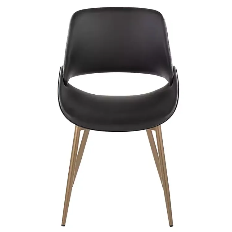 Accent Chairs-Kirklands Home Faux Leather Scooped Accent Chairs, Set of 2 Black