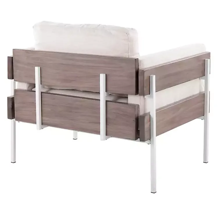 Accent Chairs-Kirklands Home Ivory Upholstered Wood Accent Chair Gray