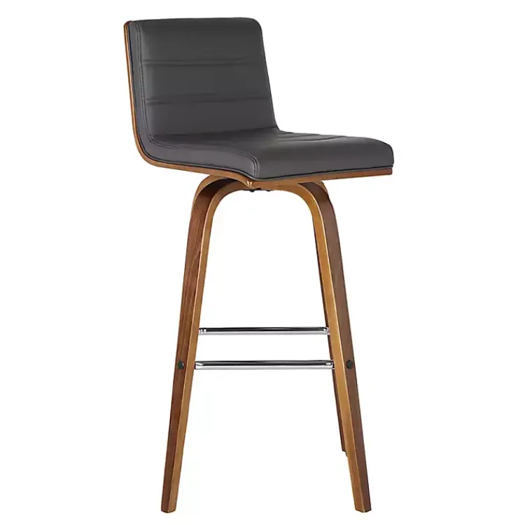 Bar Stools & Counter Height Stools-Kirklands Home Faux Leather Vienna Swivel Counter Stool Gray